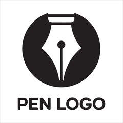 Minimalist Pen Nib Logo Design Vector,Modern Pen,Tip Icon in Circle Vector,Professional Pen Logo Template for Branding,Elegant Pen Symbol Vector for Writers and Creatives,Simple Black and White Pen Ni