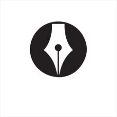 Minimalist Pen Nib Logo Design Vector,Modern Pen,Tip Icon in Circle Vector,Professional Pen Logo Template for Branding,Elegant Pen Symbol Vector for Writers and Creatives,Simple Black and White Pen Ni