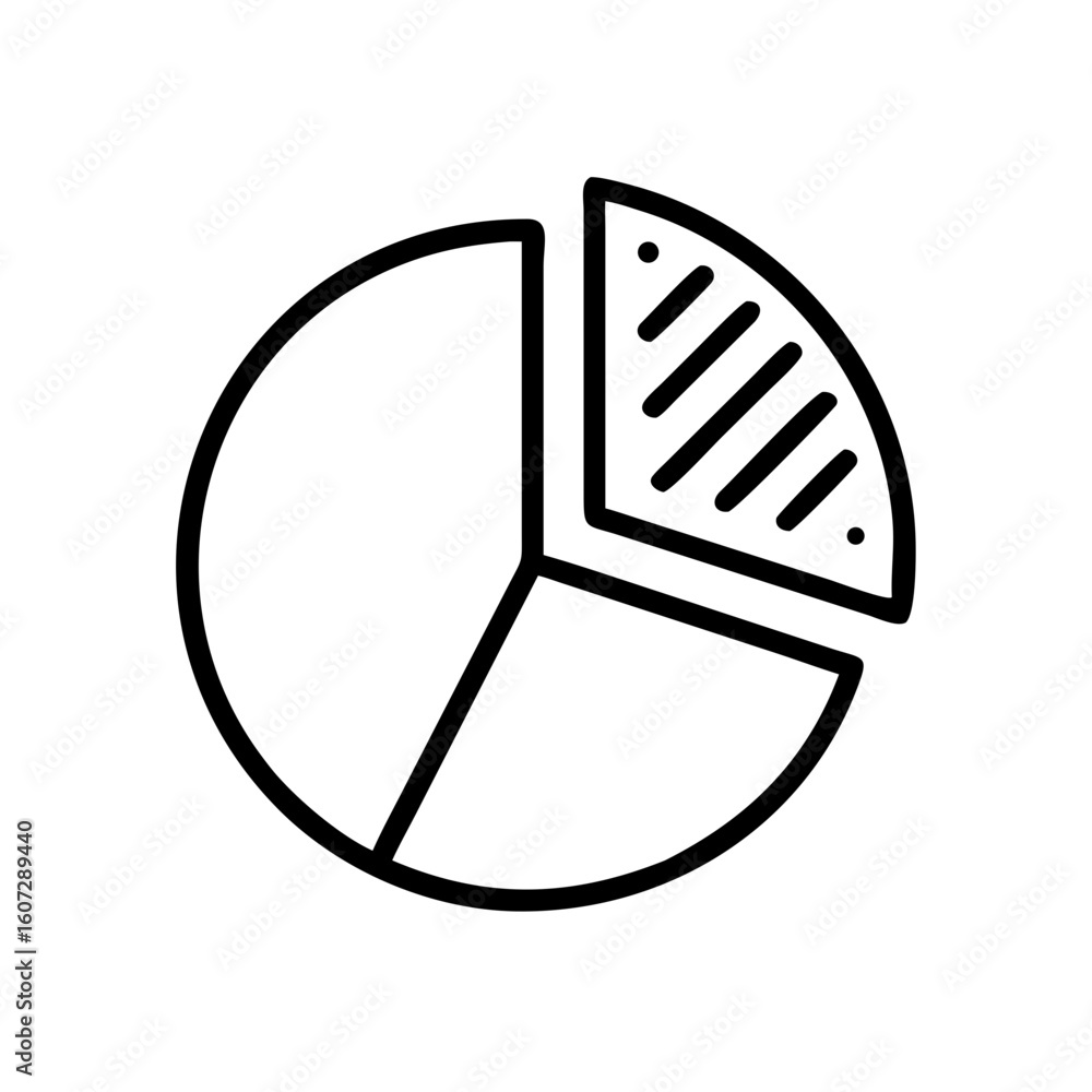 Poster a simple pie chart with three sections one of which is hatched and slightly detached from the circle