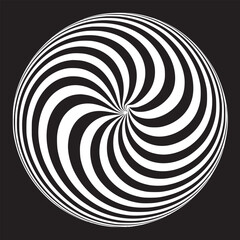 Optical illusion art black and white swirl hypnotic pattern abstract design background wallpaper graphic