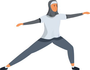 Muslim woman practicing yoga, promoting health and wellness within her community