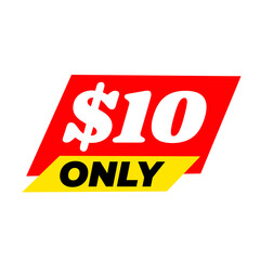 $10 only png, red colour price tag, sale icon mark, retail price label