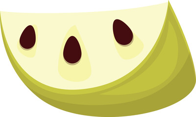 Fototapeta premium Close up of a green apple slice revealing seeds and the inner flesh