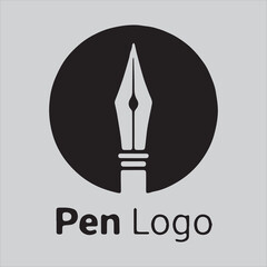 Minimalist Pen Nib Logo Design Vector,Modern Pen,Tip Icon in Circle Vector,Professional Pen Logo Template for Branding,Elegant Pen Symbol Vector for Writers and Creatives,Simple Black and White Pen Ni