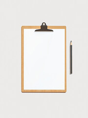 Minimalist Clipboard with Blank Paper and Pencil Ideal for Office, School, and Creative Projects