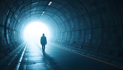 man in tunnel