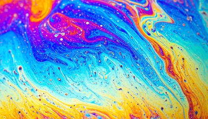 Iridescent swirls of color create a mesmerizing abstract texture and vibrant effect