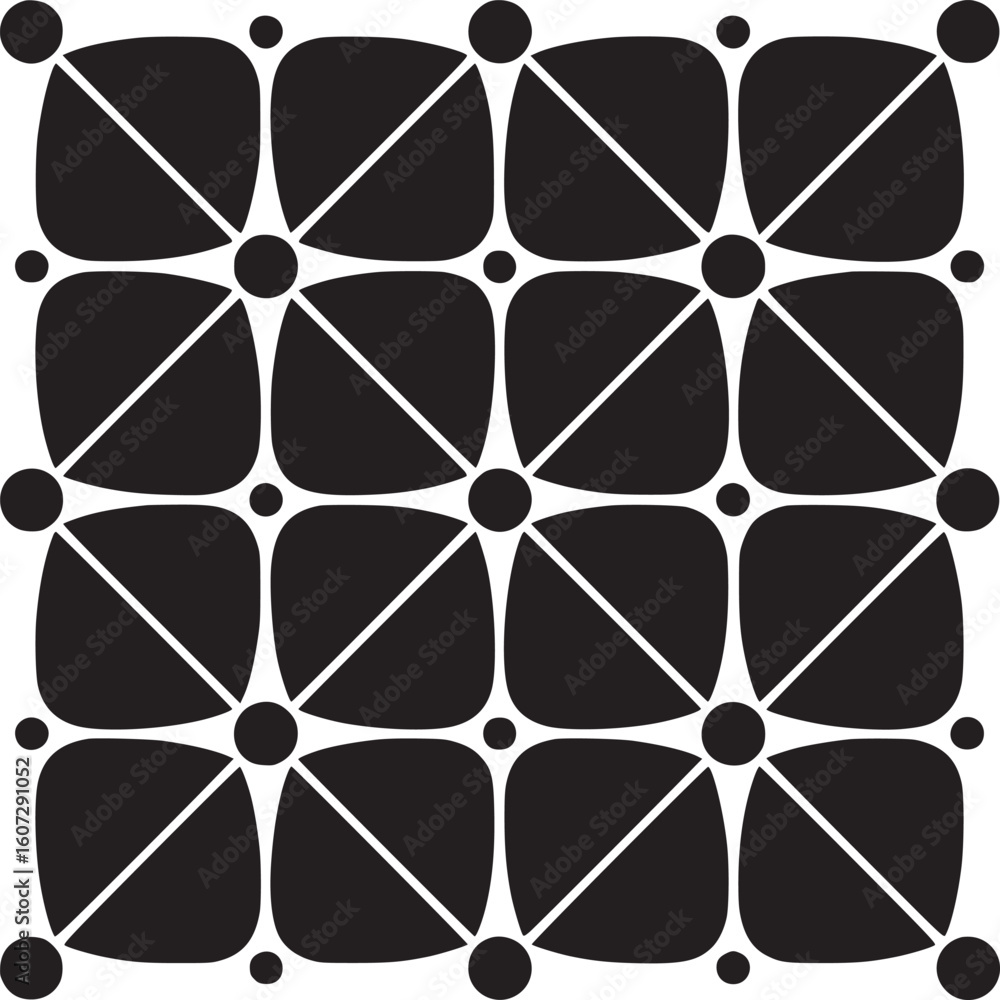 Poster abstract geometric pattern design black and white square and circle motif vector illustration art