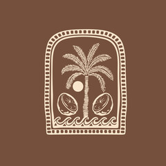 vintage palm tree lemon tropical graphic design