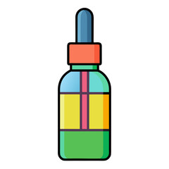 Colorful hair serum dropper bottle illustration