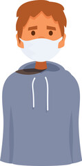 Portrait of a young man wearing a protective face mask and a hoodie