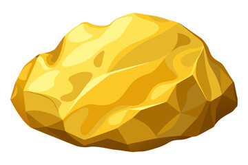 Textured Gold Nugget Vector Illustration on White
