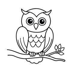 cute owl sitting on a tree branch coloring page