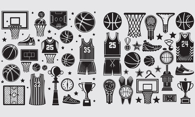 Basketball Clipart Bundle – Icons, Players, Slam Dunk, Fire Ball & Vector Sports Art