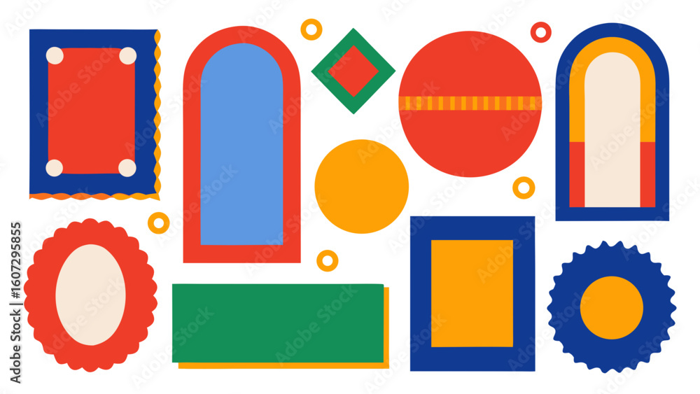 Poster vector vibrant modern abstract shapes in bold colors create a dynamic and playful visual composition