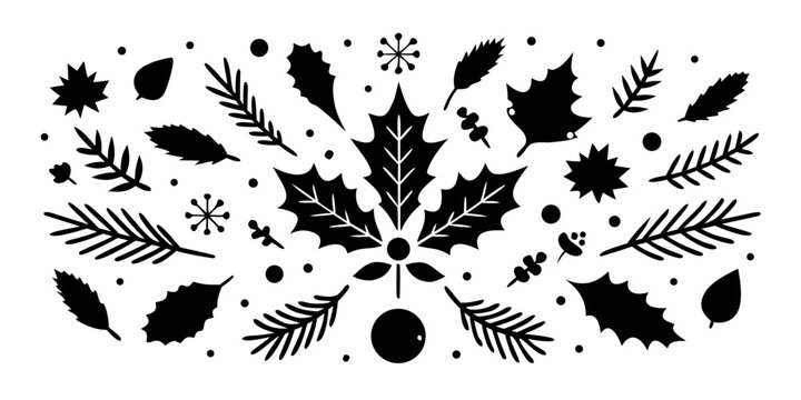 Vector Festive winter foliage and berries create a charming holiday design element silhouette no background
