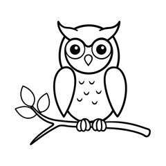 cute owl sitting on a tree branch coloring page