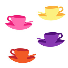 Small set of vector illustrations Wonderland, cup of tea
