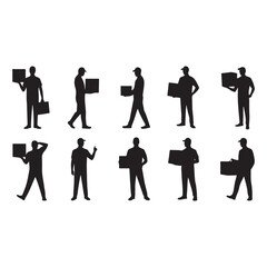 silhouettes of delivery man