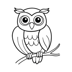 cute owl sitting on a tree branch coloring page