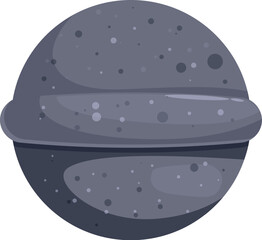 Grey planet rotating in space with asteroid belt, cosmic exploration, astronomy and space travel concept