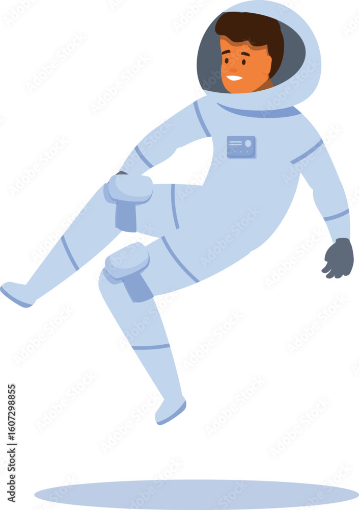 Poster astronaut wearing spacesuit floating in space with a smile on his face