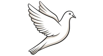 Obraz premium Graceful Dove in Flight - Symbolic representation of peace, hope, freedom, purity, and spirituality. A illustration of a dove soaring gracefully
