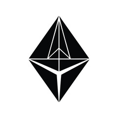 Abstract geometric figure of interlocking triangles and diamond shape in black and white