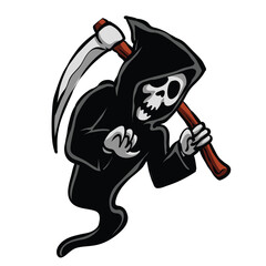 Cartoon Grim Reaper with Scythe.