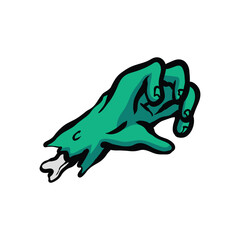 Cartoon Zombie Hand with Bone.