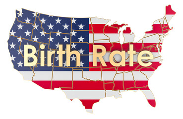 USA birth rate concept. 3D rendering