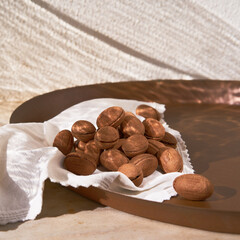 delicious walnut shaped russian nut shortbread sandwich cookies filled with sweet condensed milk or caramel