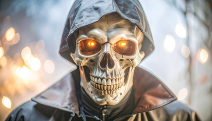 halloween skull head on a black background