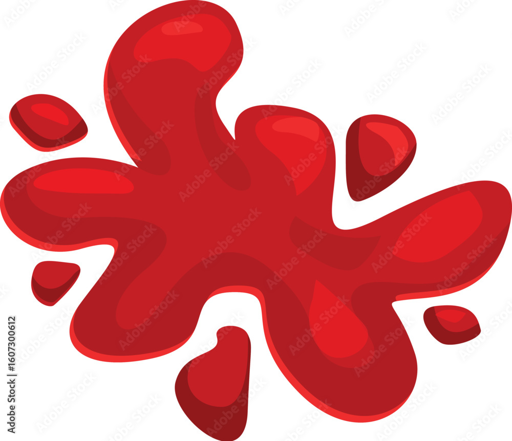 Aufkleber red paint splatters dynamically against a clean white backdrop, creating an artistic and vibrant vis