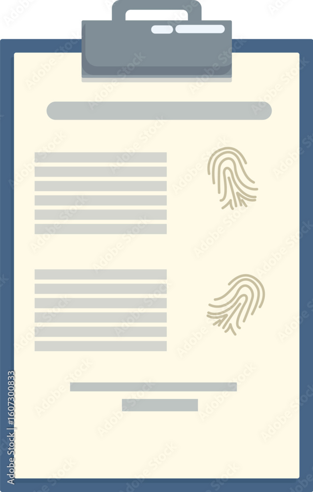 Poster fingerprint data is displayed on a clipboard, suggesting identity verification or forensic analysis