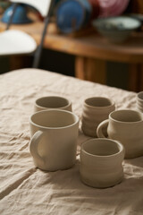 Clay pottery class hobby close up