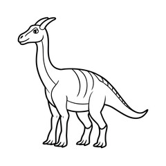 detailed outline drawing of a parasaurolophus dinosaur 