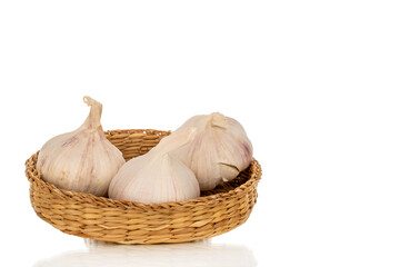 Garlic heads isolated on white background, close-up.
