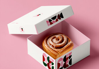 Cinnamon Roll Packaging Box Mockup