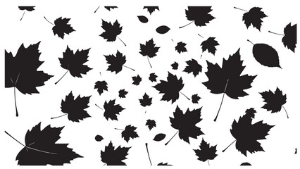 Black maple leaf pattern on a white background, perfect for an autumn-themed design or background.