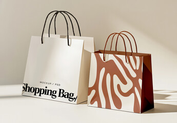 Two Shopping Bag Mockups with Shadow