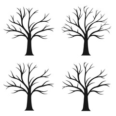 Bare Twisted Tree Silhouettes vector