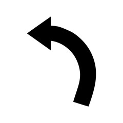 Right angle bent arrow silhouette turning sharply for navigation or process flow