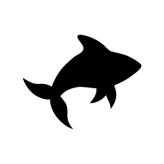 Minimalist silhouette of swimming fish in streamlined abstract shape