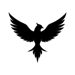 Fototapeta premium Flying bird in open wings position shown in natural minimalist silhouette