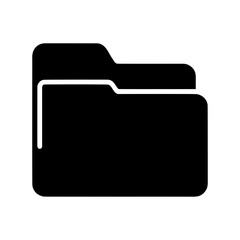 Folder icon silhouette with tabbed corner for file organization theme