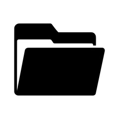 Silhouette of folder icon with top corner tab shown in clean flat design
