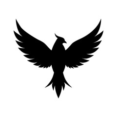 Silhouette of bird flying with open wings in clean nature inspired form