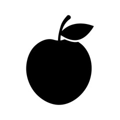 Fototapeta premium Nectarine fruit silhouette in simple flat style with clean white background