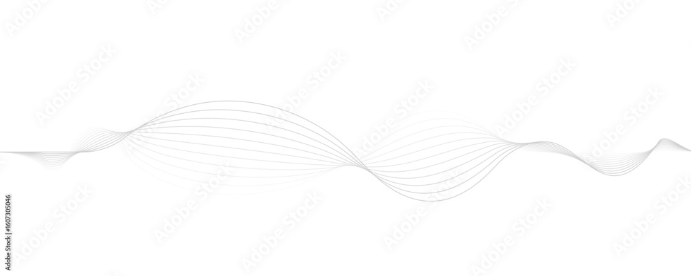 Poster abstract gray wave dynamic curve lines on transparent background with flowing particles. digital ene